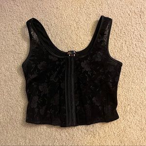 Delia’s black lace corset top w hook & eye front closure XS